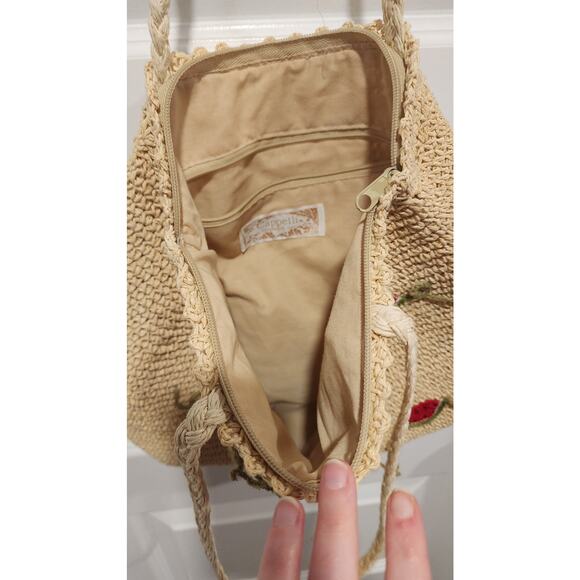 Cappelli Straworld Watermelon Embroidered Straw Tote Bag Summer Purse - Picture 7 of 11